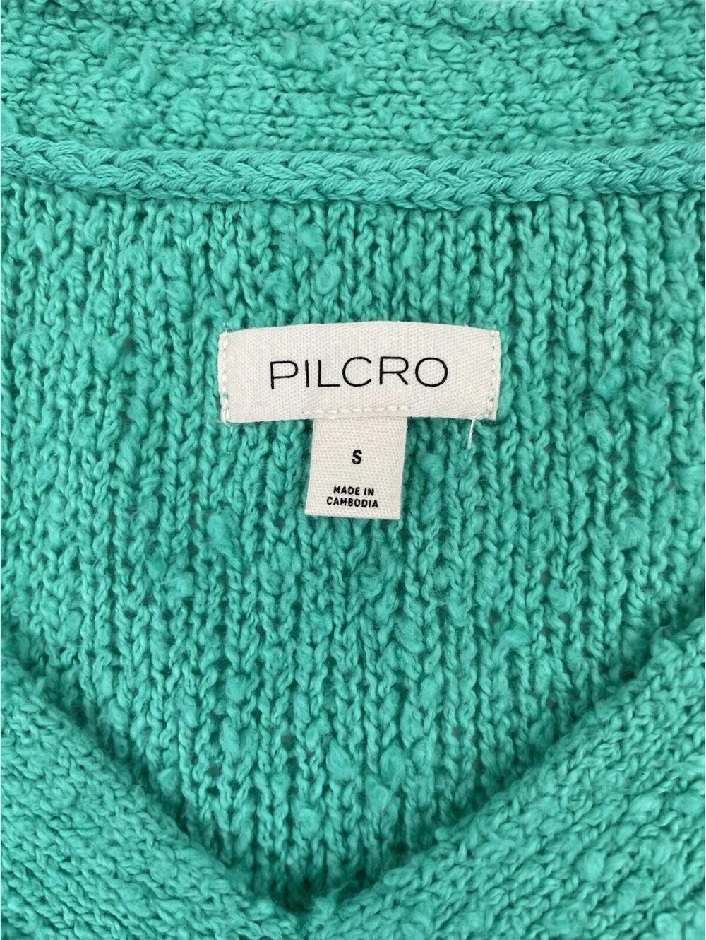 NWT Anthropologie Pilcro Green V Neck Sweater Womens S Slouchy Textured Knit